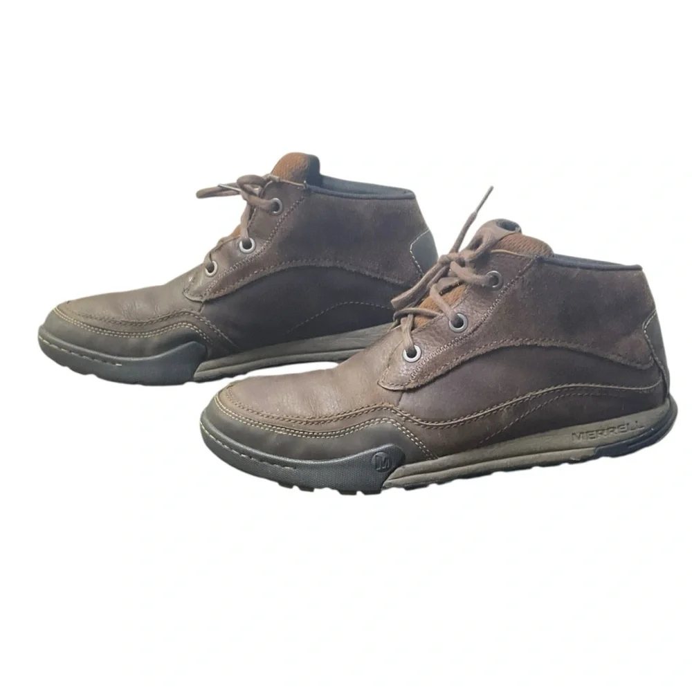 🥾 Merrell Bracken Leather Chukka Boots 👞 Men’s 12 Brown Suede Mid-Top Casual‎